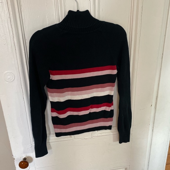 Y2K RIBBED STRIPED TURTLE NECK SWEATER - Picture 3 of 3